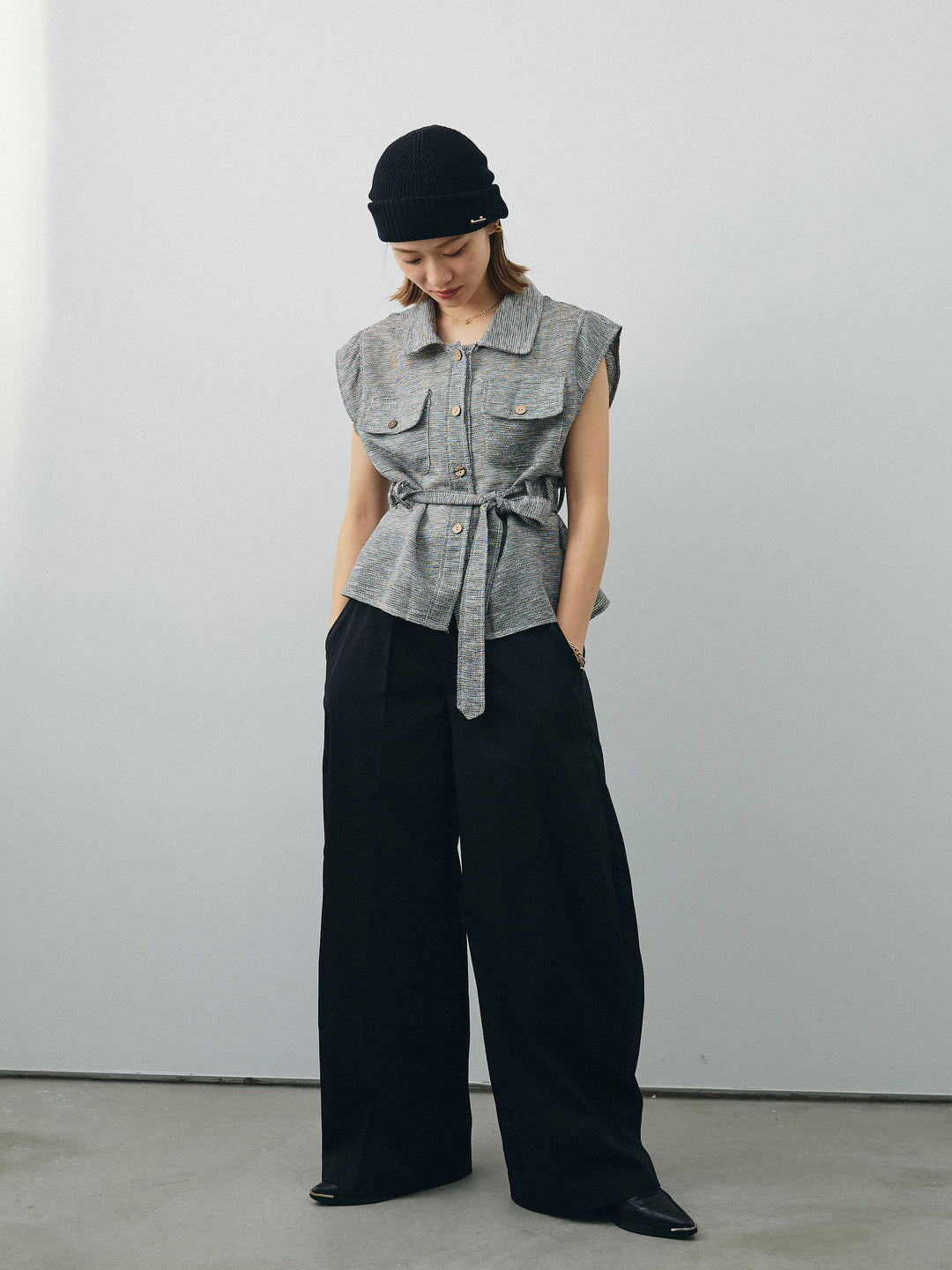 [予約]コクーンワイドチノパンツ/ブラック