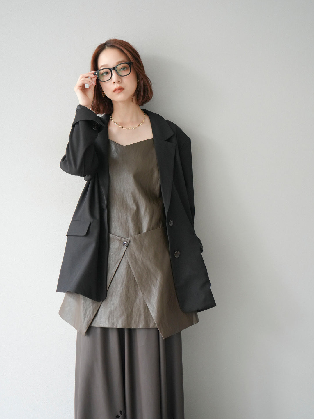 [予約]エステルオーバーテーラードジャケット/ブラック