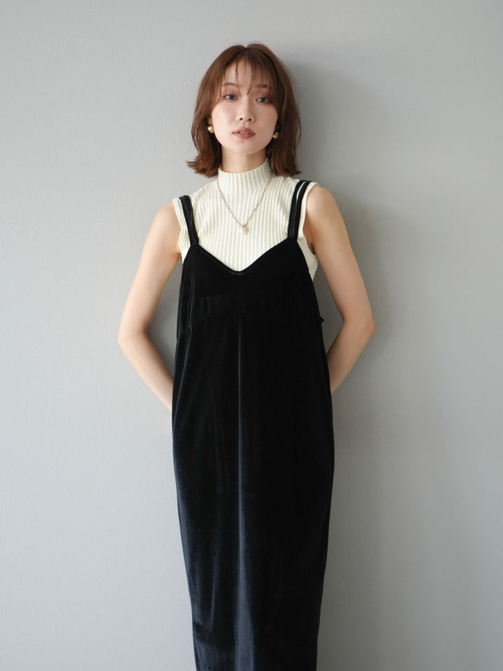[予約]ベロアビスチェキャミワンピース/ブラック