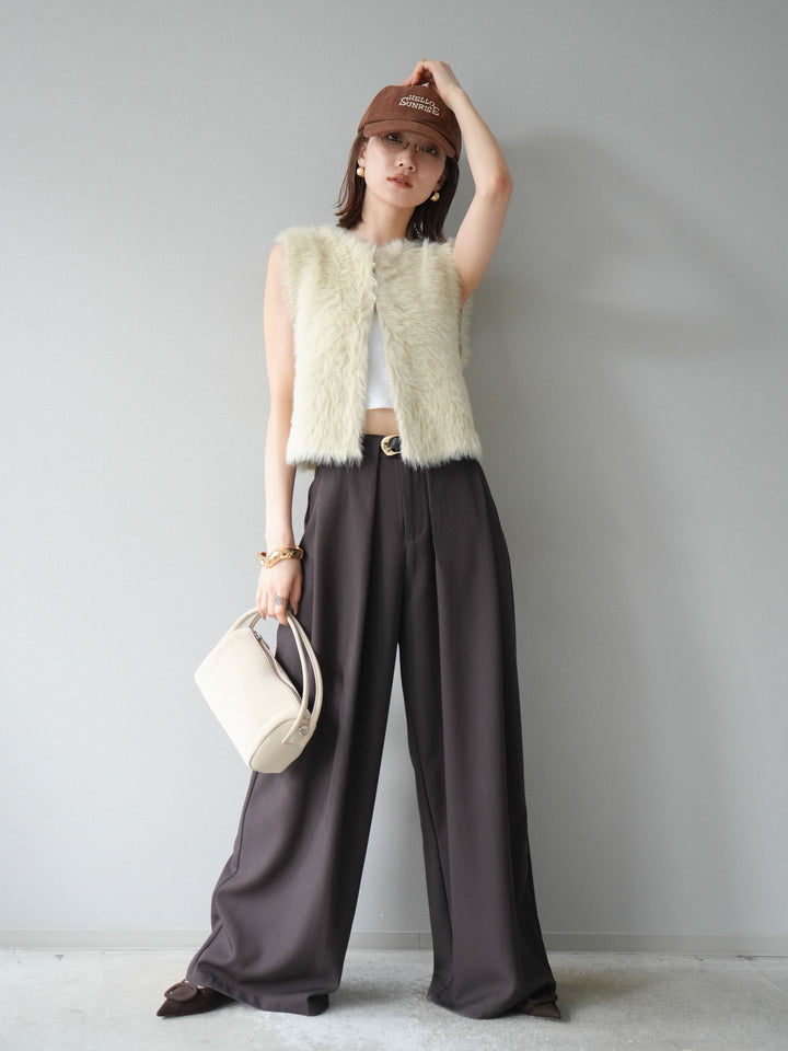 [予約]ミンクライク前後2WAYショートジレ/アイボリー