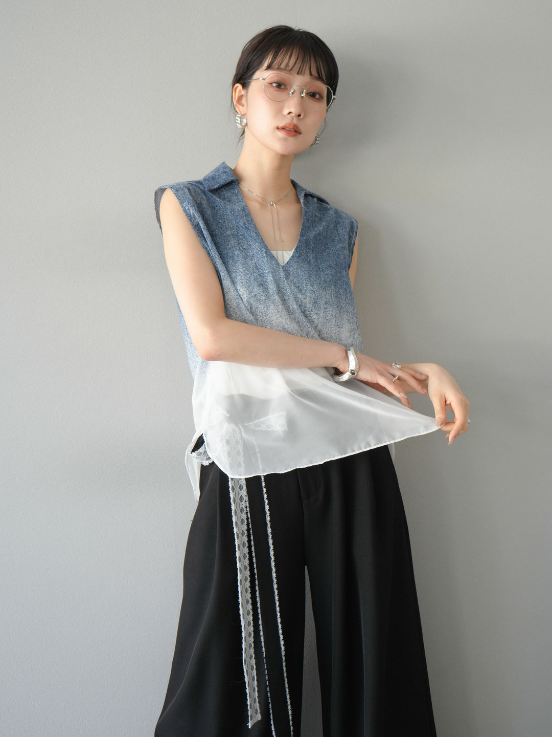 【預購】染色漸層船長襯衫/藍色