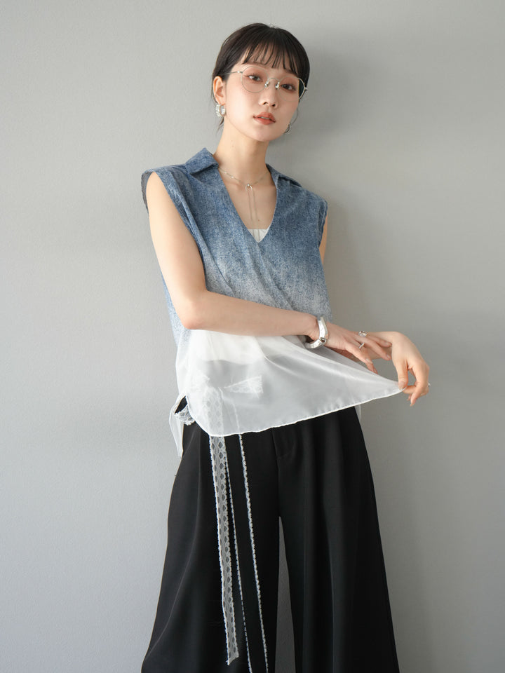 【預購】染色漸層船長襯衫/藍色