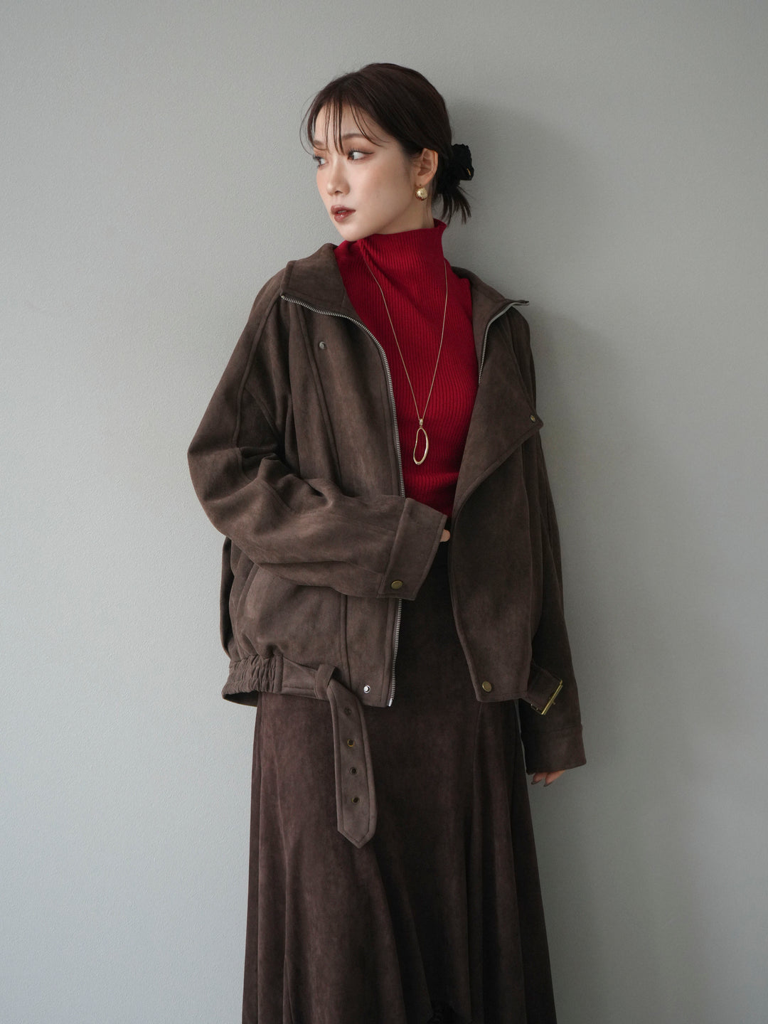 [予約]スエードライダースミドルジャケット/brown