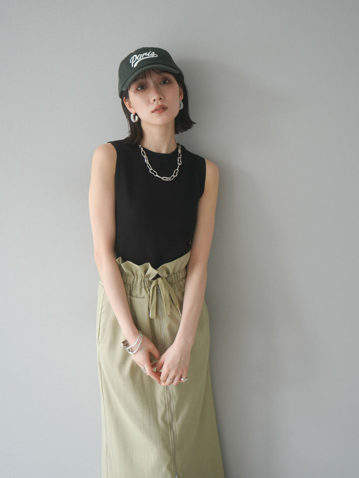 [予約]レーヨンニットタンクトップ/ブラック