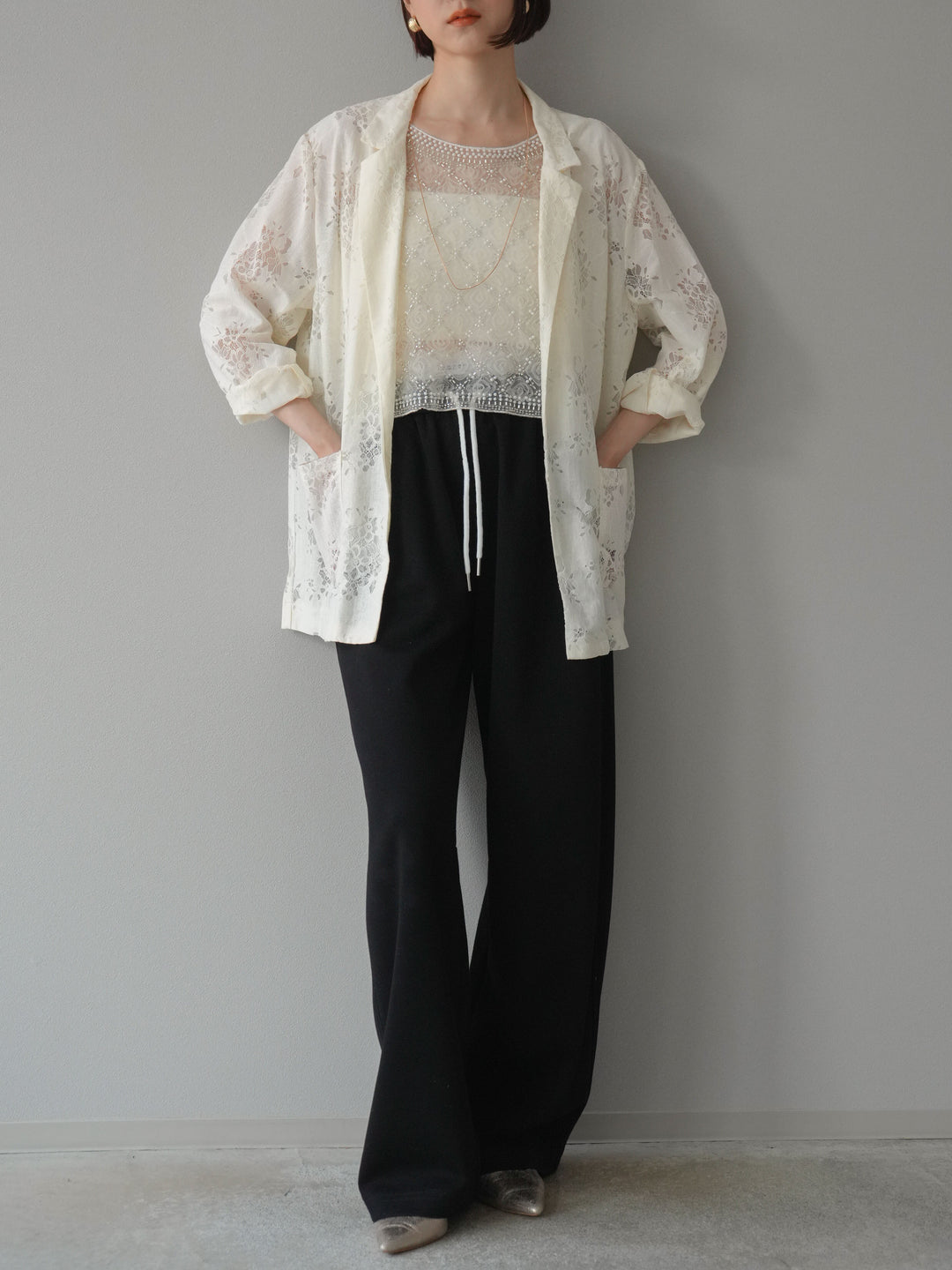 [予約]レーステーラードジャケット/アイボリー