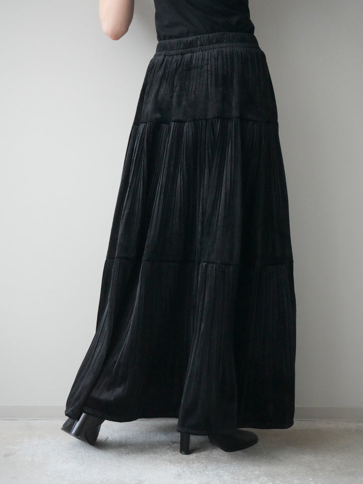 [予約]ベロアティアードワッシャースカート/black