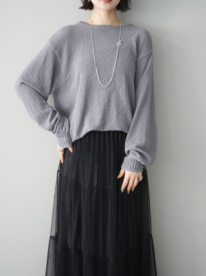 [予約]バックシアーフラワーレースニットプルオーバー/gray