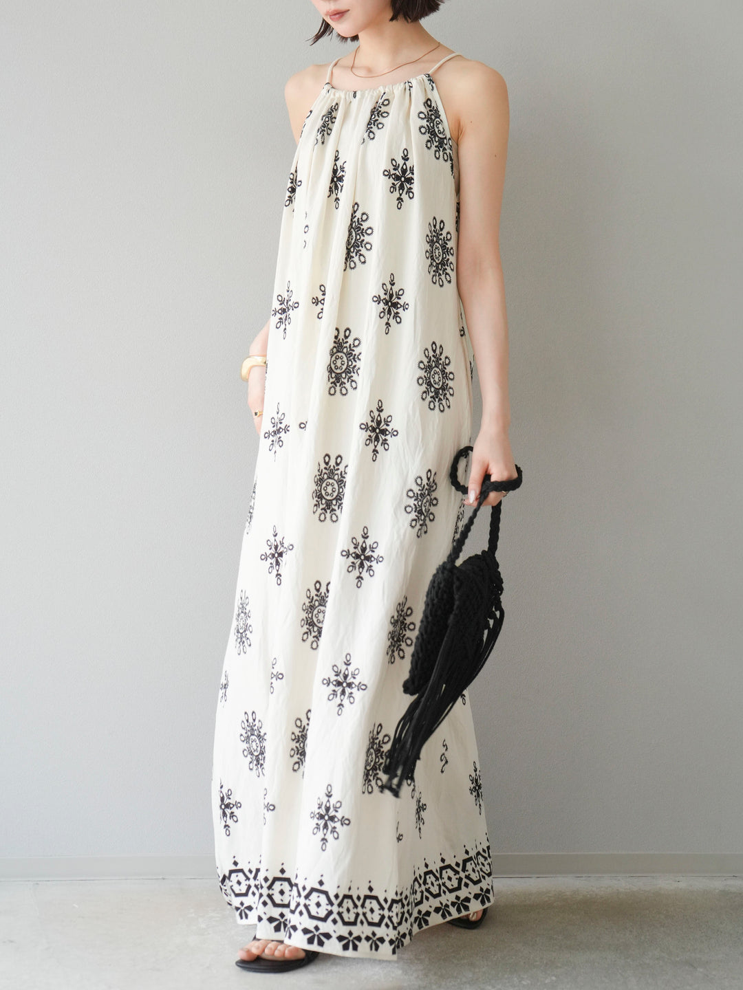 【預購】民族風吊帶洋裝/象牙白