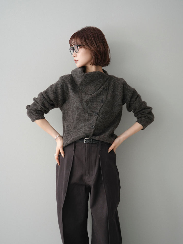 [SET]ハイネックデザインボタンニットカーディガン+ハイネックデザインボタンニットカーディガン(2set)