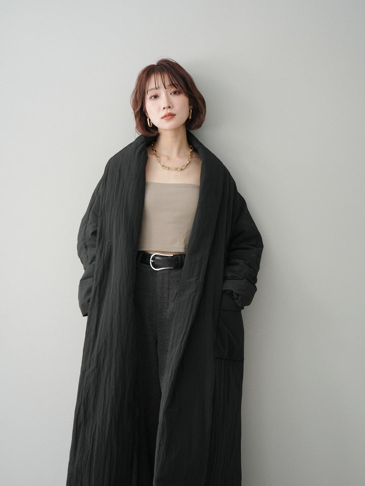 [SET]ロングダウンコート+ベルト付起毛コクーンパンツ(2set)