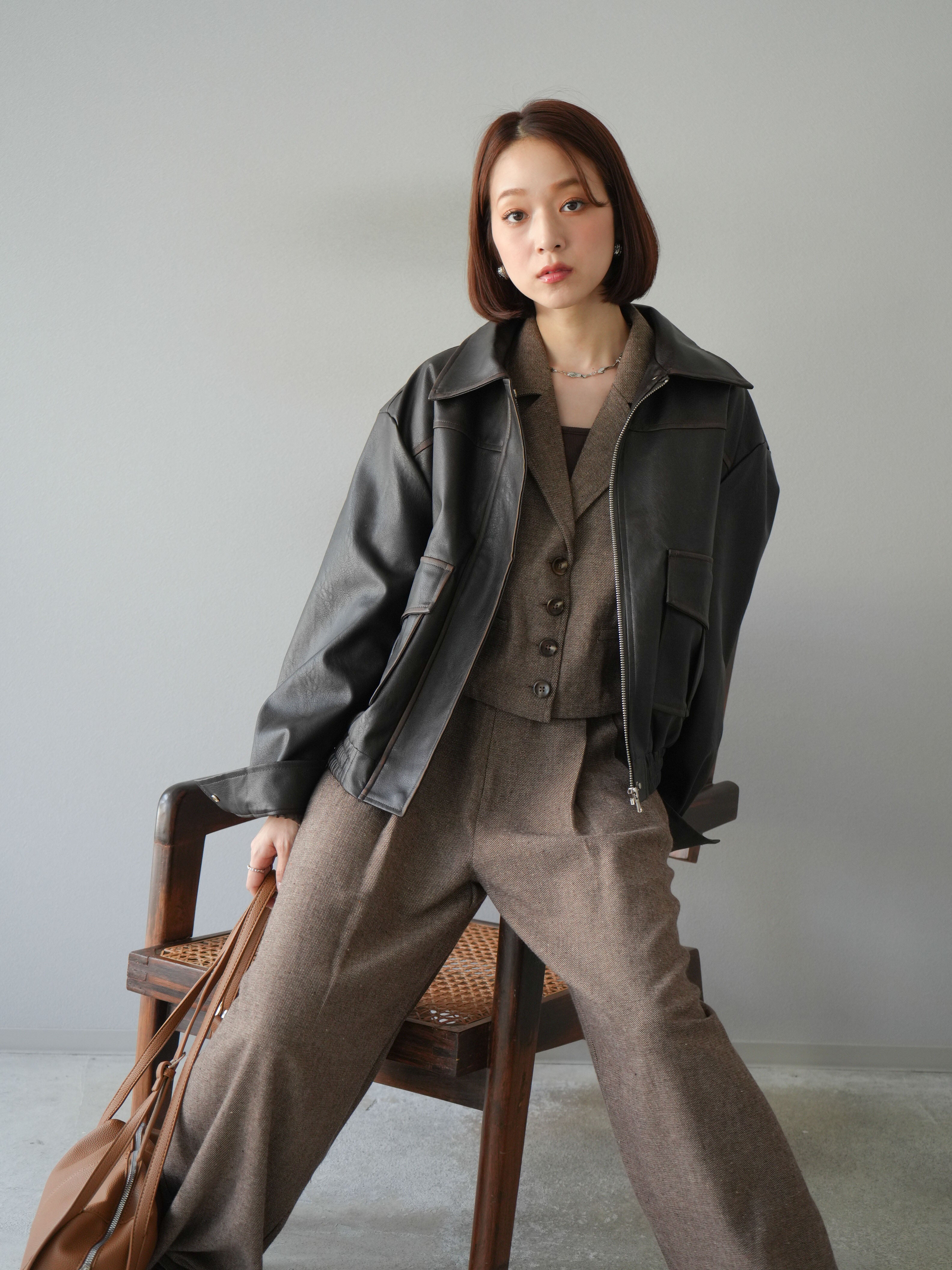 予約]ヴィンテージレザーブルゾン/ブラウン – Lumier