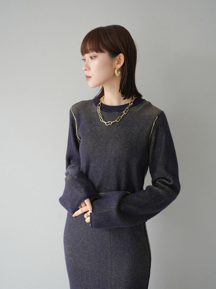 [套裝] 雙面配色羅紋針織套頭衫 + 可選飾品套裝（2 套）