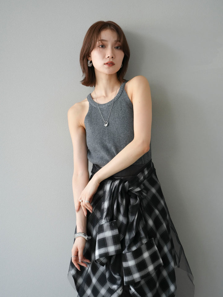 [予約]リブニットアメスリタンクトップ/グレー