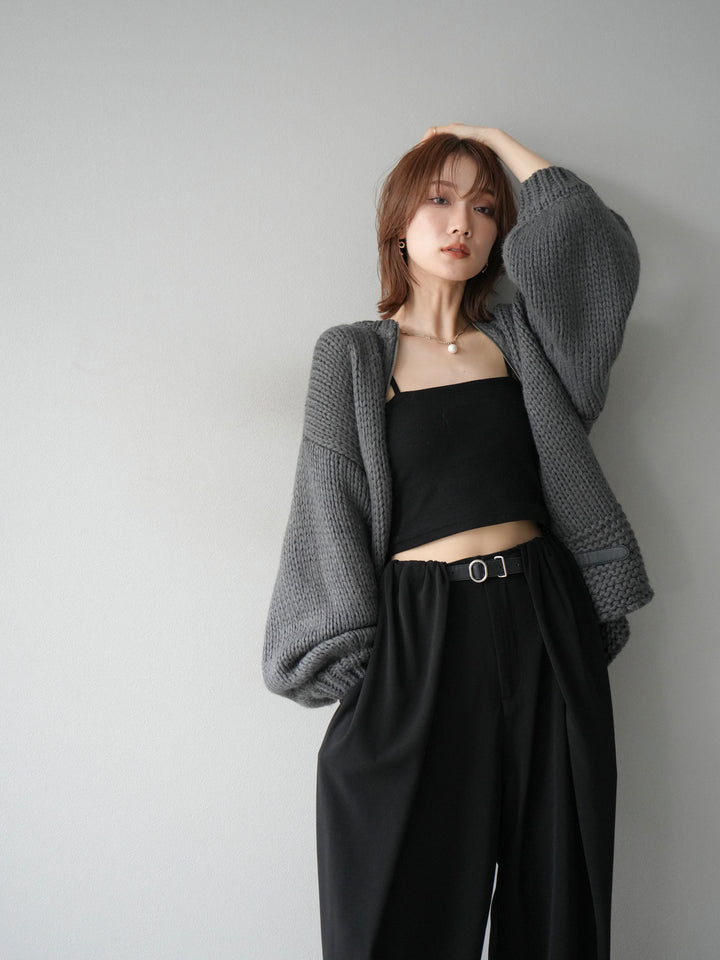 [予約]ロービングケーブルオーバーZIPニットカーディガン/チャコール