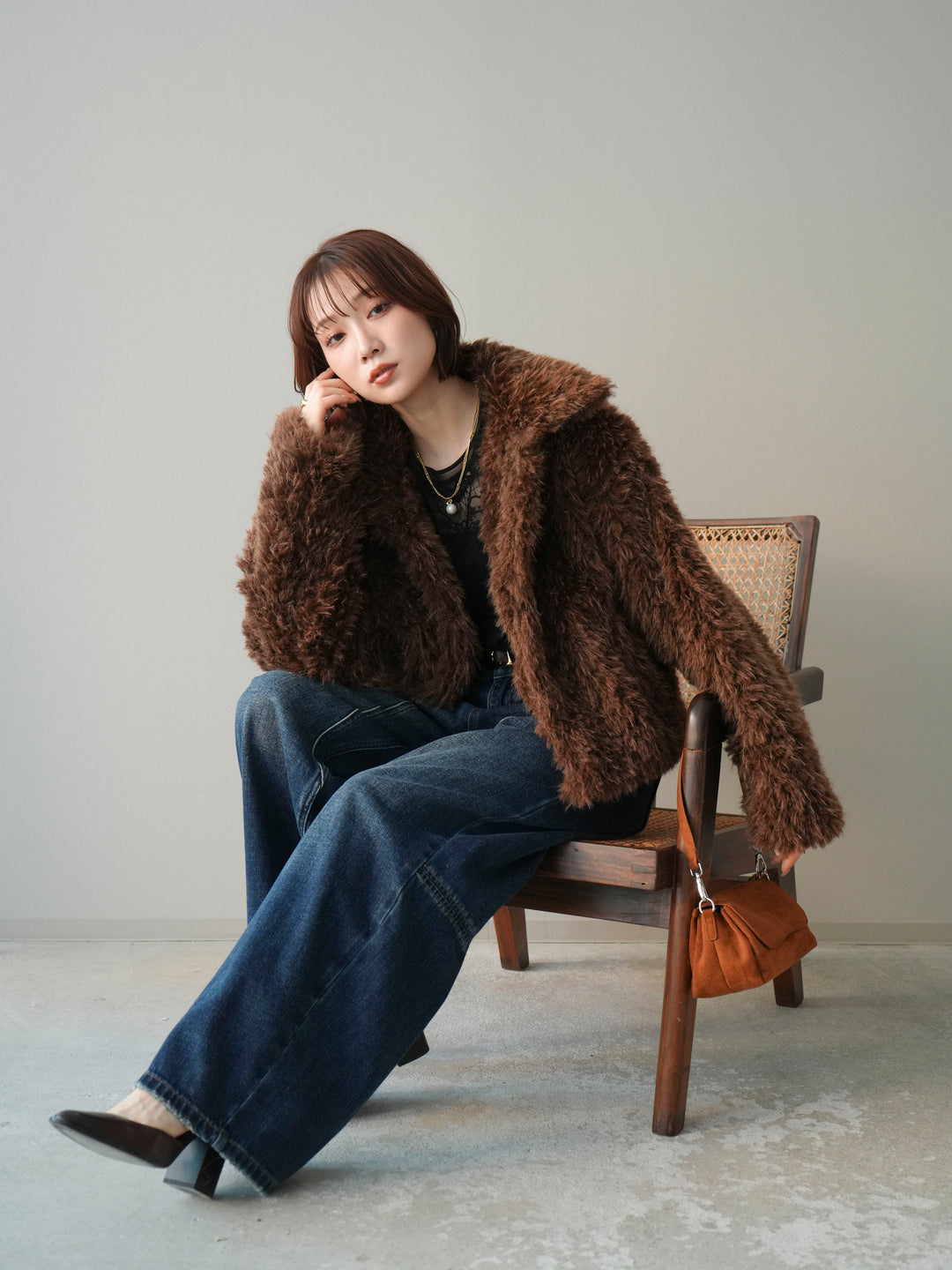 [SET]フェイクファー襟付きショートブルゾン+フェイクファー襟付きショートブルゾン(2set)