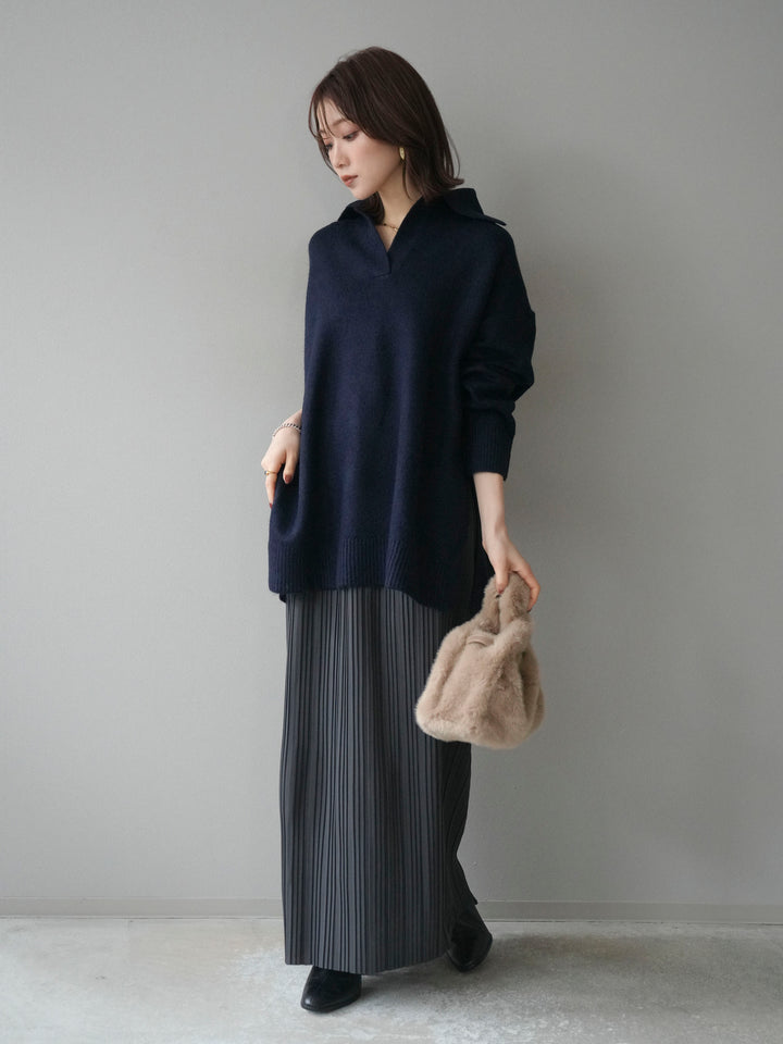 [予約]プリーツIラインスカート/charcoal