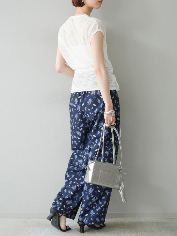 [予約]ブーケプリントタックパンツ/ネイビー