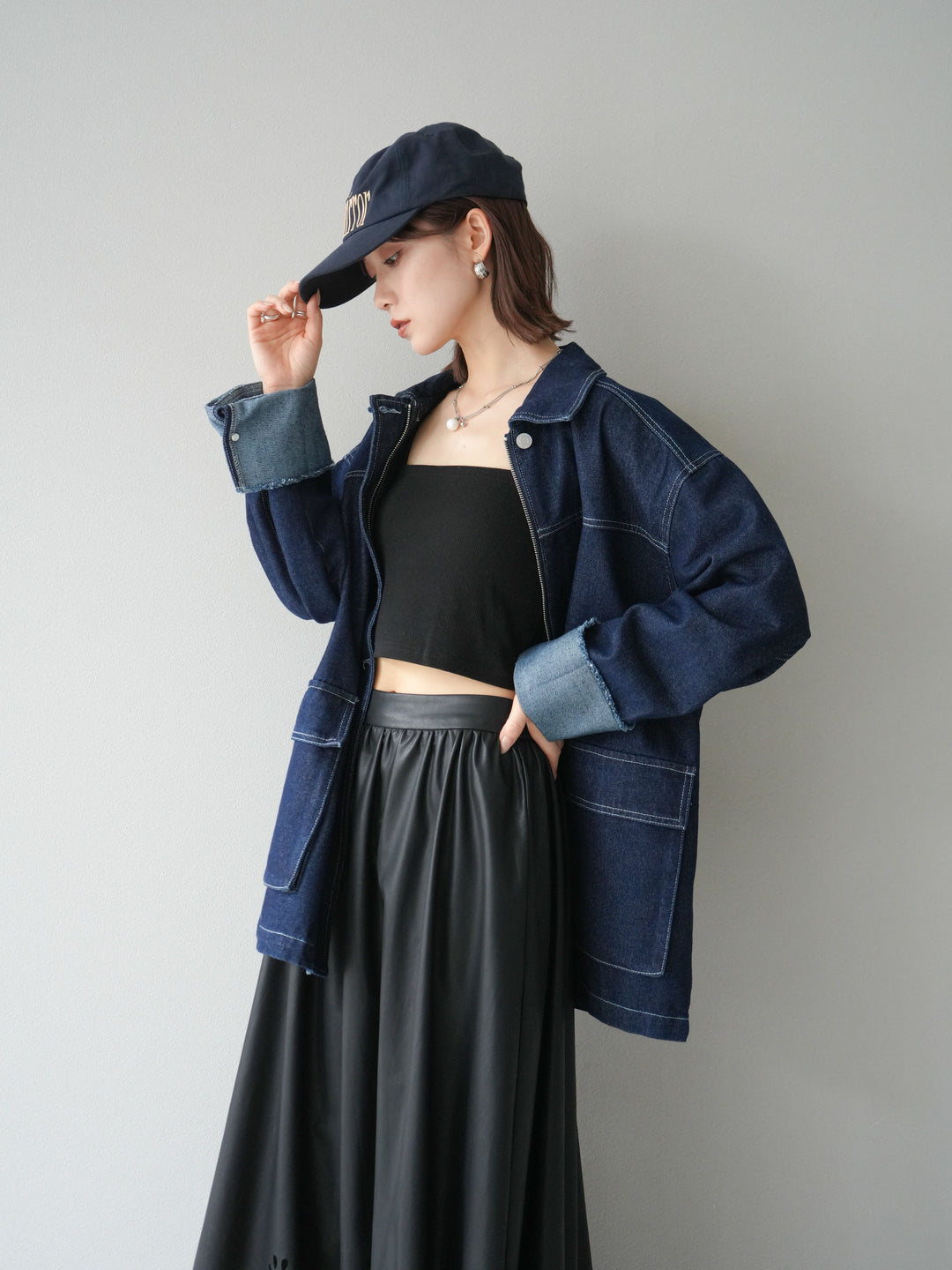 [予約]ステッチデニムオーバージャケット/インディゴ