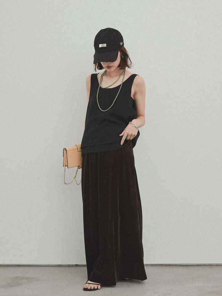 [預訂] 天鵝絨 Anarow 半身裙/炭灰色