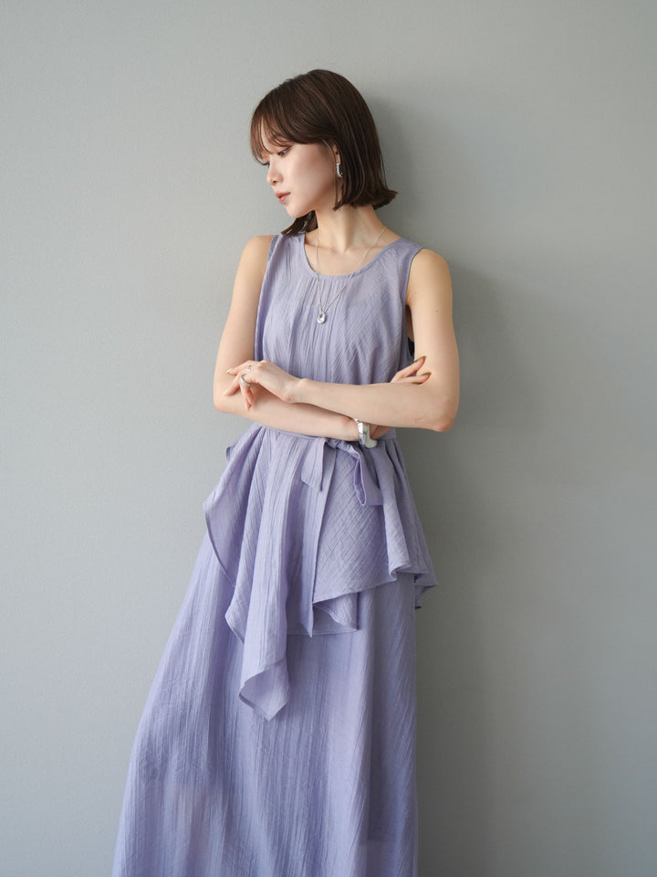 [SET]ワッシャーシアーアシメブラウス＆キャミワンピース+選べるアクセセット(2set)