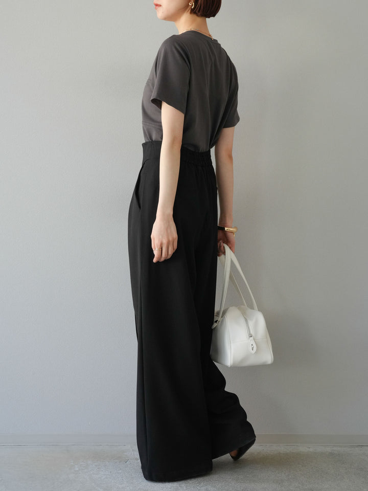 [SET]ビスチェデザインTシャツ+ジップタックワイドパンツ(2set)