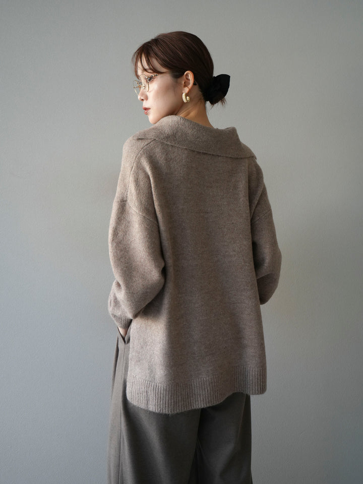 [予約]スキッパーオーバーニットプルオーバー/greige
