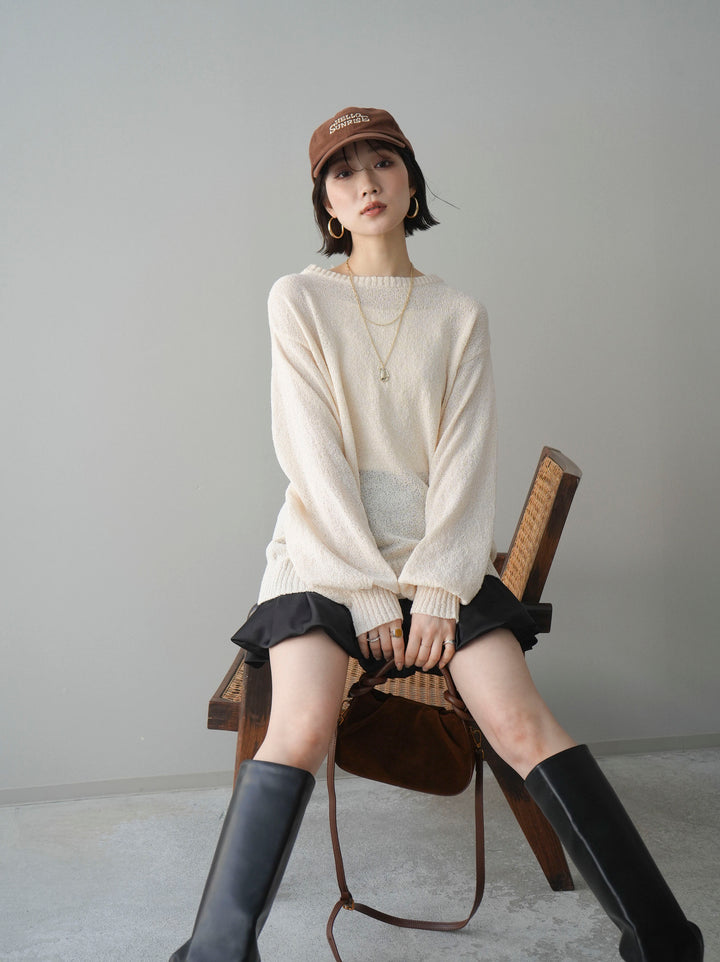 [予約]バックシアーフラワーレースニットプルオーバー/ivory