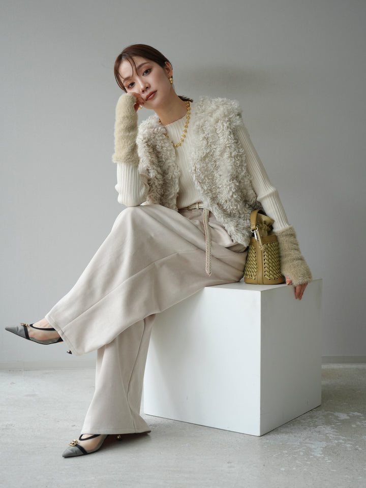 [予約]プードルファーショートベスト/エクリュ