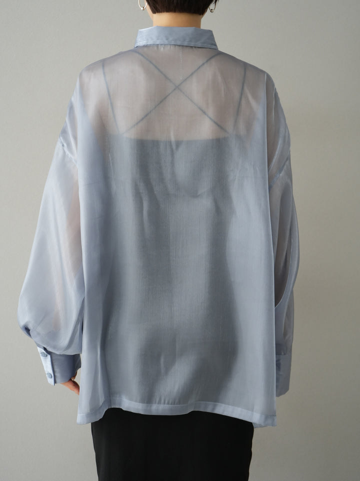 [Pre-order] Organza pocket design shirt/gray