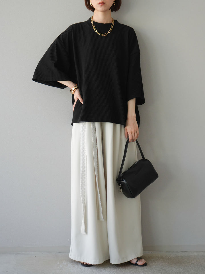 [預訂] 立領羅紋套頭衫/黑色