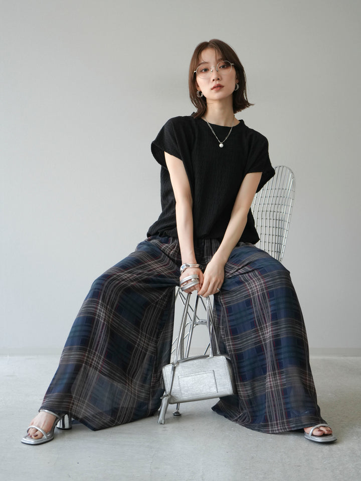 【預購】抽繩下擺提花套頭衫/黑色