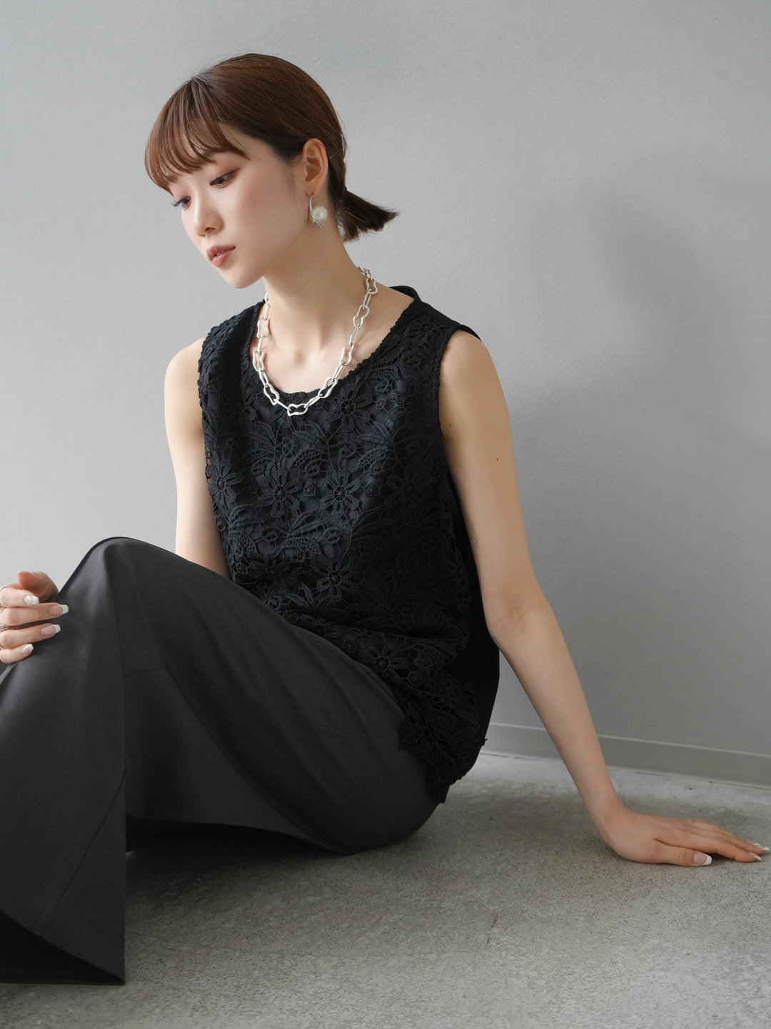 [Pre-order] Russell lace tank top/black
