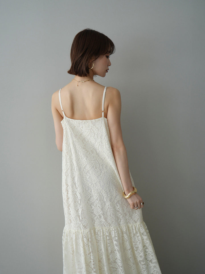 [予約]ギャザー切替レースキャミワンピース/ivory
