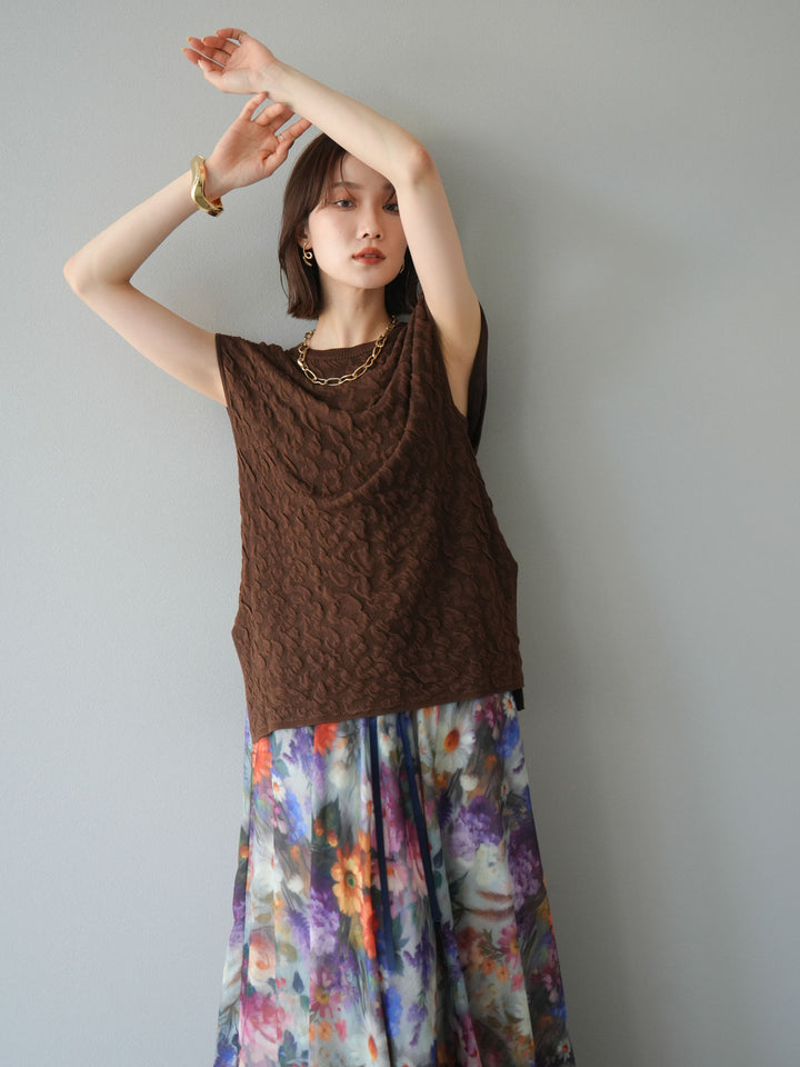 【預購】Pokopoko 無袖針織套頭衫/棕色