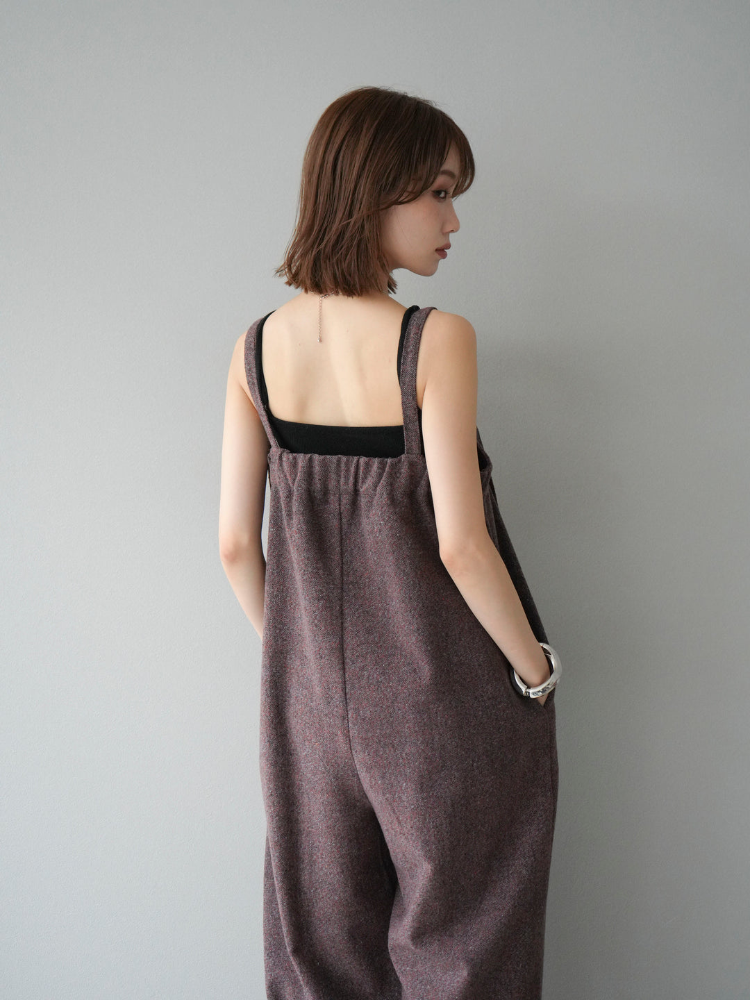 [予約]ツイードベアサロペット/オレンジ