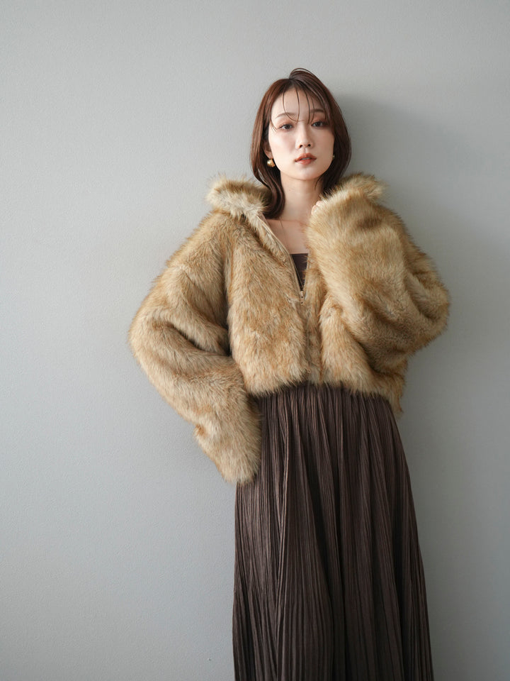 [予約]フェイクファーショートZIPジャケット/mix