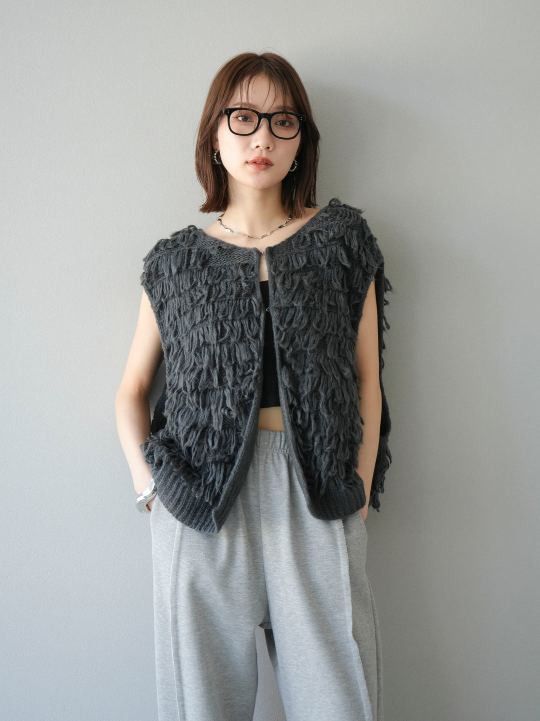 [予約]ループデザインベスト/チャコール