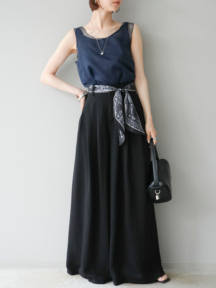 [予約]オーガンジーレイヤードタンクトップ/ネイビー