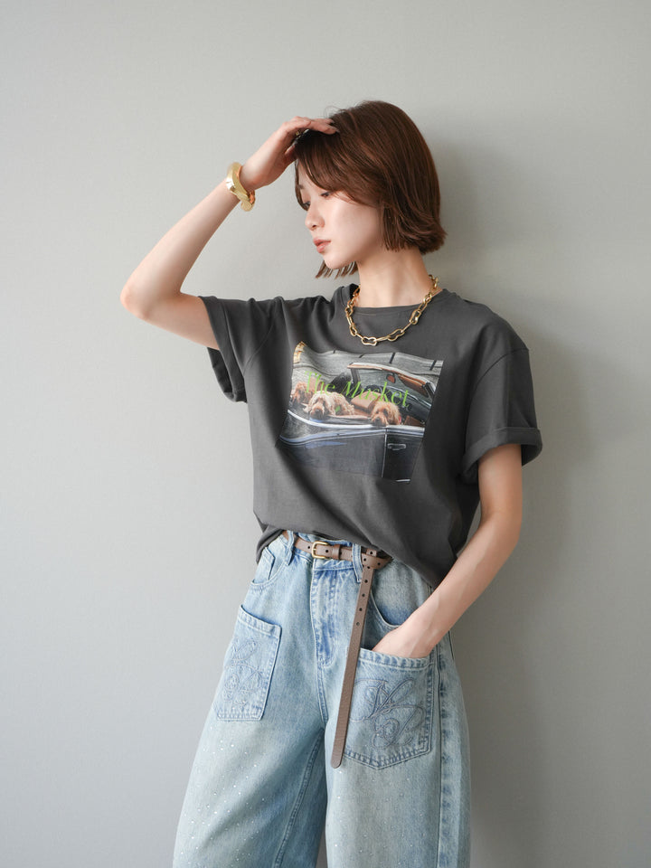 [予約]ドッグフォトTEE/charcoal