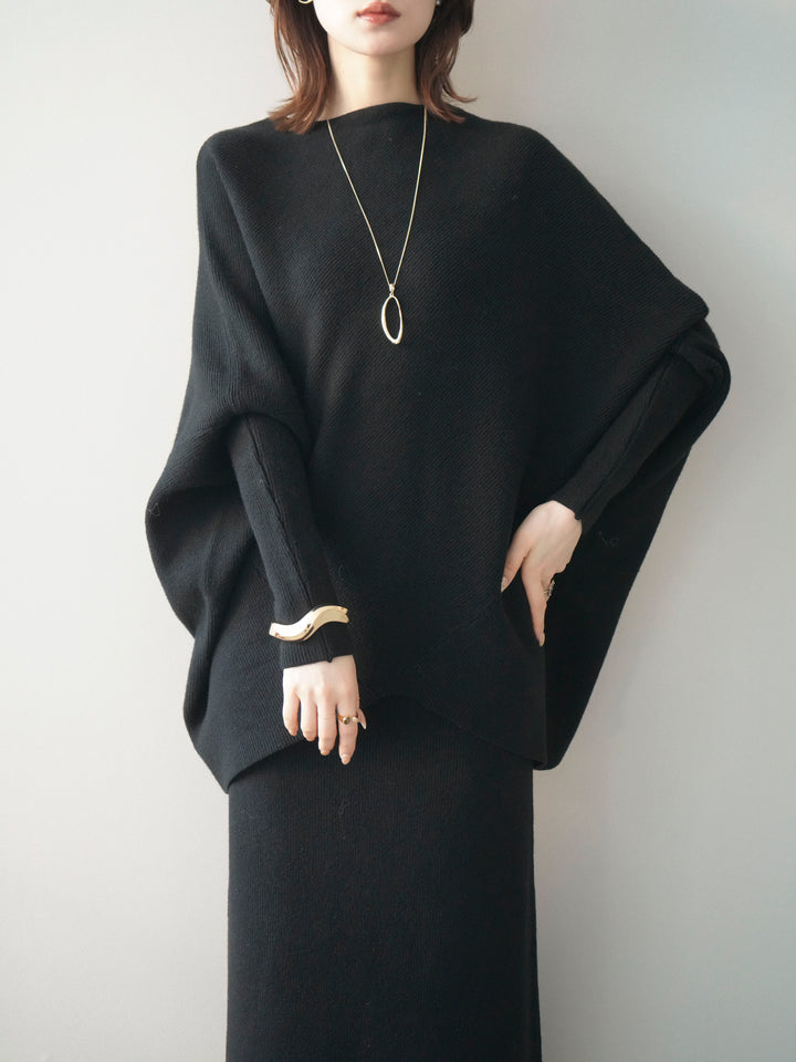 [SET]ウール混ドルマンニット&スカートSET UP+選べるアクセセット(2set)