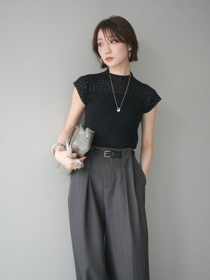 [SET]ビジューシアーフレンチニット+選べるアクセセット(2set)