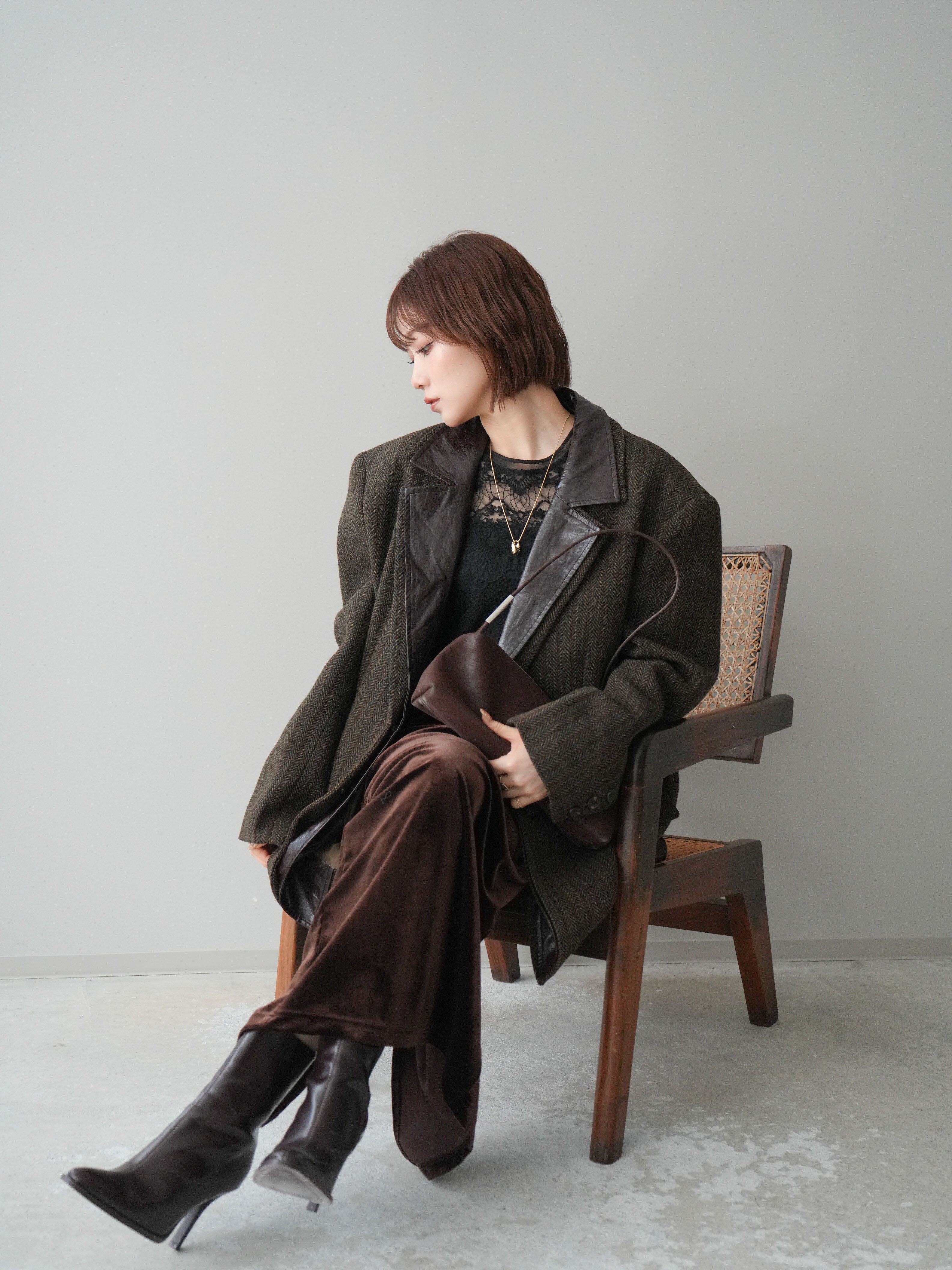 20%オフ]レイヤードデザインツイードテーラードジャケット/brown – Lumier