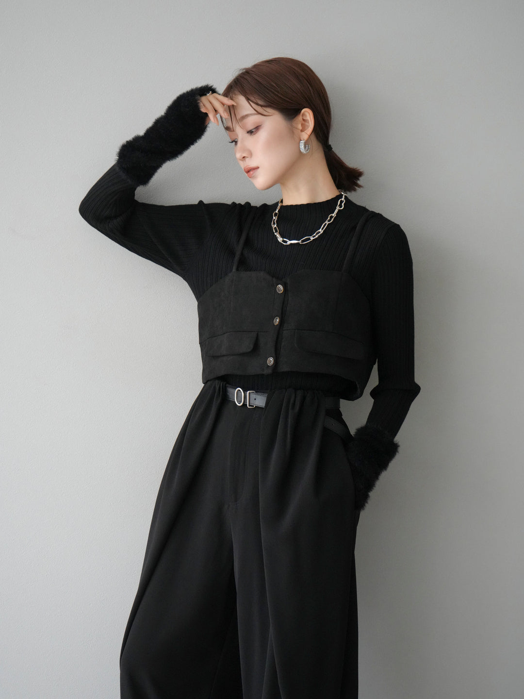 [予約]スウェードビスチェ/ブラック