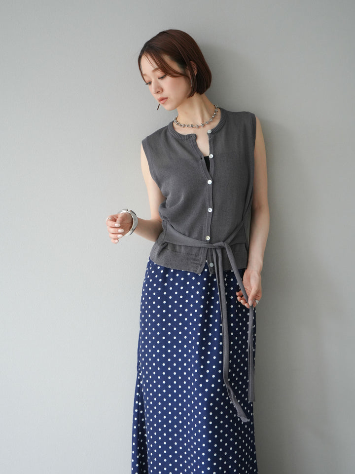 [予約]ウエストベルトニットベスト/チャコール