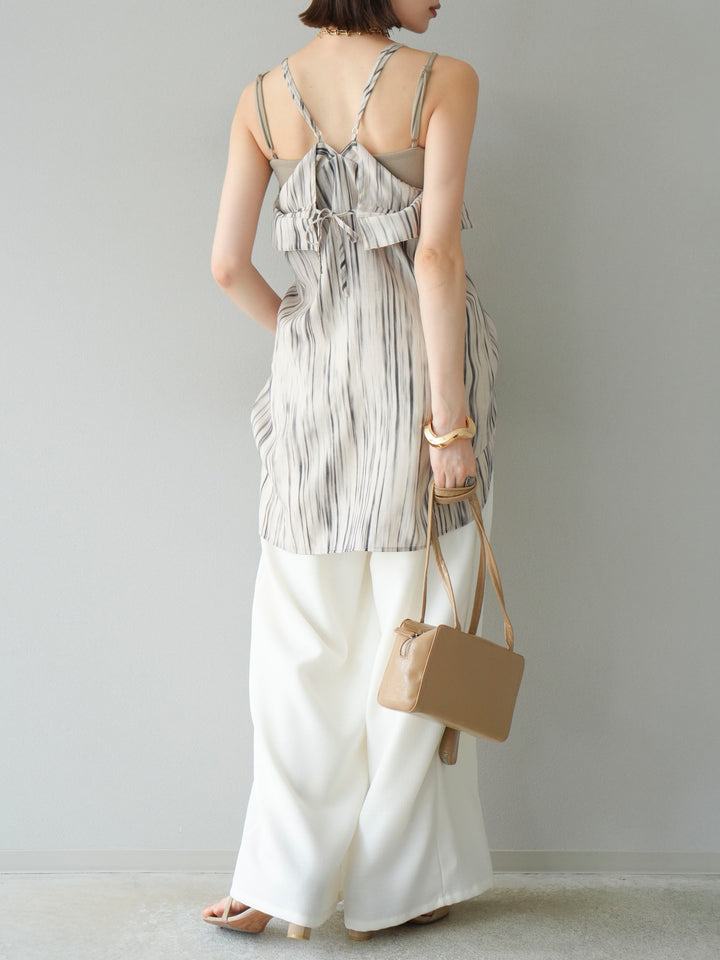 [予約]リネンライクイージーワイドパンツ/アイボリー