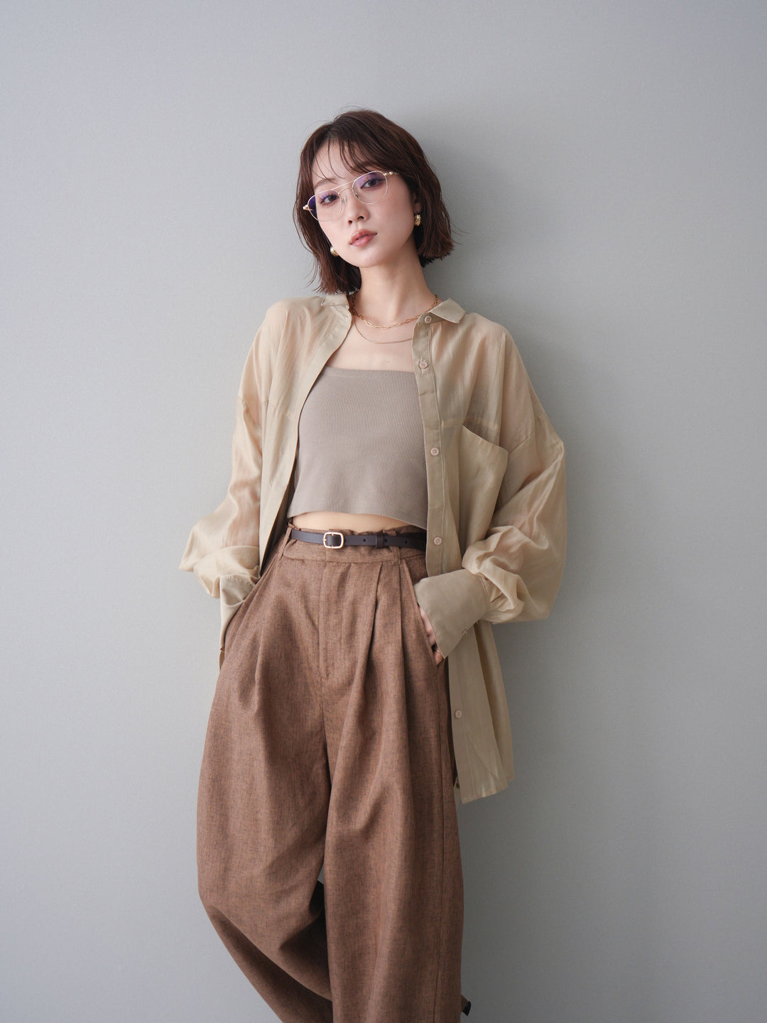[予約]シアーオーバーシャツ/beige