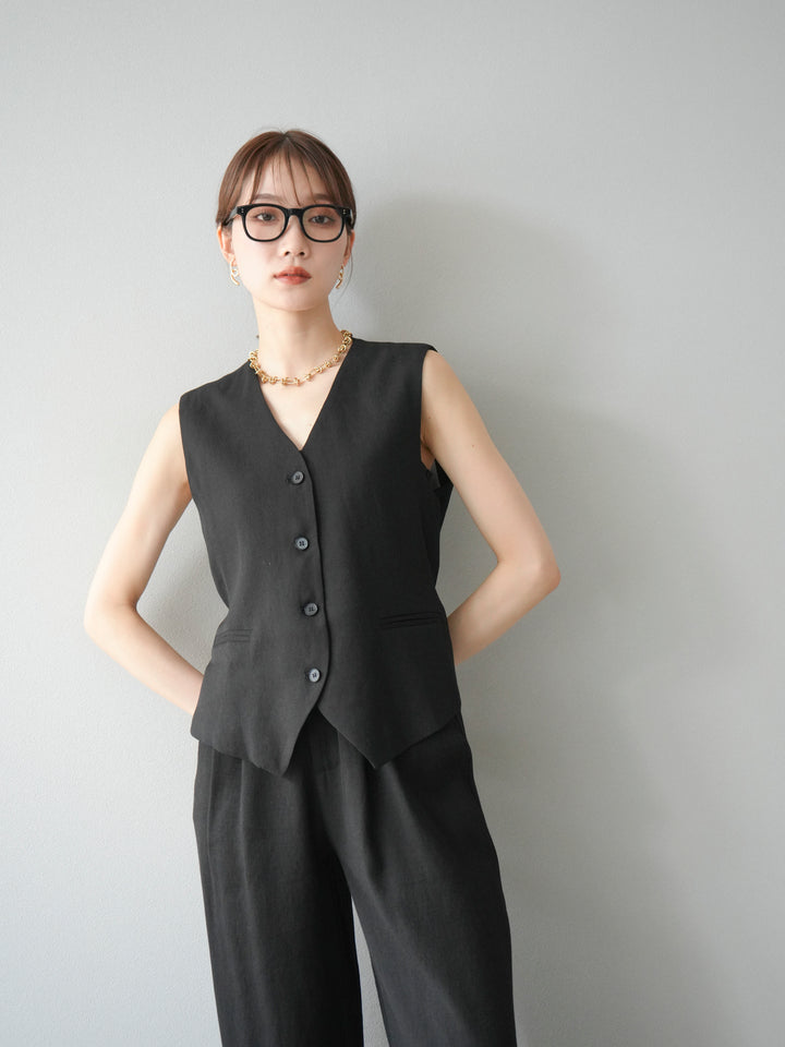 [SET]Vネックジレ＆ワイドパンツSET UP(2set)