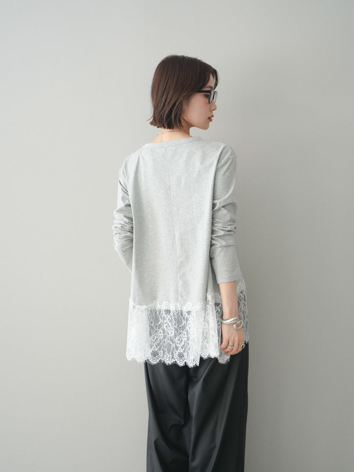 [SET]裾レースロングスリーブTシャツ+選べるアクセセット(2set)