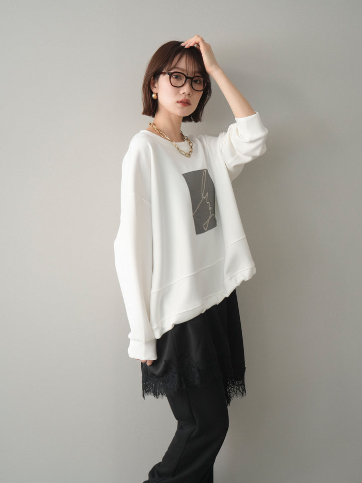 [予約]ライトポンチ刺繍ロゴプルオーバー/white