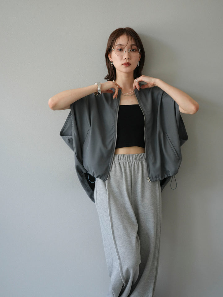 [予約]スリーブレスドロストZIPブルゾン/グレー